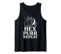 Hex Purr Repeat Funny Witch Cat Humor Sarcastic Magic Vibes Tank Top