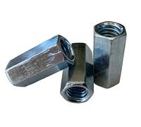 Hex Rod Coupling Nuts 1/4-20 x 7/8 Length Threaded Rod connectors zinc Coupler (4)