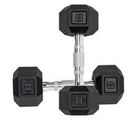 Hex Rubber Encased Dumbbells Set of 2 With Metal Handle for Exercise and Fitness (8 lb, Pair)