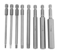 Hex Screwdriver Bit Set 8Pcs S2 Alloy Steel 100mm Length 1/4" Hex Shank H2.5 H3 H4 H5 H6 H8 H10 H12 BST Screwdriver Bit 2.5-12mm Kit