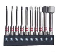 Hex Screwdriver Bits Set 10PCS H1.5-H10mm High Torque Screw Driving Tips 6.35mm Hex Shank 100mm Long for DIY(65mm)