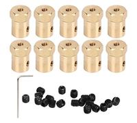 Hex Shaft Coupling 6mm Brass Flexible Coupler Joint, Flexible Hex Shaft Connector for RC Motor Car Tires, 10pcs Set with Set Screws for Robotics and DC Motors