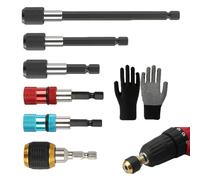 Hex Shaft Quick-Change Adapter for Power Drill, 1Set/6Pcs Drill Chuck Adapter 1/4 Hex Shank Bit Adapter, Magnetic Hexagonal Quick-Release Self-Locking Extension Rod