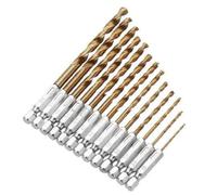Hex Shank Cobalt Drill Bit Set for Stainless Steel Metal HSS Twist Bits Fit Electric Impact Driver 4341 High-Speed Steel,13pcs,gold