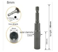 Hex Shank, Deep Reach for Pneumatic Screwdriver and Electric Drill, Made of Chrome Vanadium Steel, HRC60 Hardness, 13-19mm Diameter Options