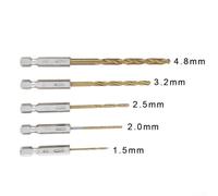 Hex Shank Drill Bit Set of 5 14 Inch High Speed Steel for Metal, Wood and Plastic Work