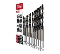 Hex Shank Drill Bits, Anti-Slip for Design for Power Drills Hex(B 12PCS) | For Metal Drilling, 135° Split Point Tip, Suitable for Engineers, Made of Alloy Steel, Sizes 1.5-18mm