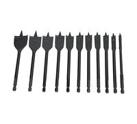 Hex Shank Flat Drill Bits Hex Shank Flat Drill Bits, Hard Professional Series Spade Bit Hexagonal Shank Drill Head Steel Hole Opening for Accurate Wood Drilling Black 11Pcs