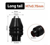 Hex Shank Keyless Drill Chuck for Electric Grinder and Nail Machine Compatible with Various Workshop and Office Uses (Long tail M7*0.75mm)
