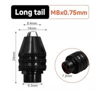 Hex Shank Keyless Drill Chuck for Electric Grinder and Nail Machine Compatible with Various Workshop and Office Uses (Long tail M8*0.75mm)
