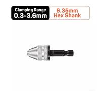 Hex Shank Keyless Drill Chuck for Electric Grinder and Nail Machine Compatible with Various Workshop and Office Uses (White 0.3-3.6 6.35mm Hex Shank)