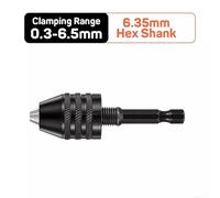 Hex Shank Keyless Drill Chuck for Electric Grinder and Nail Machine Compatible with Various Workshop and Office Uses (Black 0.3-6.5 6.35mm Hex Shank)