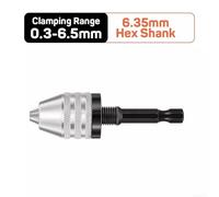 Hex Shank Keyless Drill Chuck for Electric Grinder and Nail Machine Compatible with Various Workshop and Office Uses (White 0.3-6.5 6.35mm Hex Shank Long tail)
