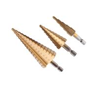 Hex Shank Step Drill Bit Set, 3PC HSS Titanium Coated Multi-stage Bits for Metal, Plastic & Wood, Fast Drilling & Countersinking for Thin Aluminum & Iron Sheets