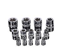 Hex Socket Adapter, 14pcs/Set Plum Blossom Star Female Drill Bit Socket Set 1/2" 3/8" 1/4" Driver E4-E24