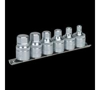 Sealey Hex Socket Bit Set with Rail6 Piece Stubby 1/2" Square Drive Metric
