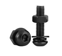 Hex Socket Button Head Screw and Nut with Washes M2 M2.5 M3 M4 M5 M6 M8 M10 M12 12.9 Grade Black Allen Round Head Bolt Nut Kit(16mm,M5 10sets)