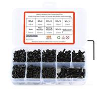 Hex Socket Head Cap Screws Set 3mm Metric Grade 12.9 Carbon Steel Black Oxide Finish for Industrial Applications, 600 Pcs Kit with Nuts and Washers