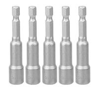Hex Socket Set 8mm Diameter, 5 Pcs 50mm Long, Magnetic with Blackening Surface Treated - Ergonomic Design, Strong Magnetic Head, Compatible with Electric and Pneumatic Drills (1pcs Length 65mm)