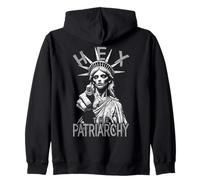 Hex The Patriarchy Zombie Liberty Feminist Halloween Gothic Zip Hoodie