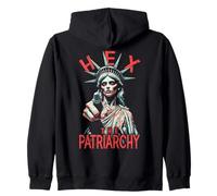 Hex The Patriarchy Zombie Liberty Feminist Halloween Gothic Zip Hoodie