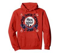Hex Your Ex: Witchy Breakup Empowerment Moonlit Wreath Pullover Hoodie, Adult Unisex, Red, M