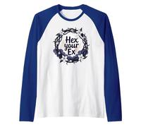 Hex Your Ex: Witchy Breakup Empowerment Moonlit Wreath Raglan Baseball Tee, Men, Royal Blue/White, L