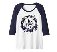 Hex Your Ex: Witchy Breakup Empowerment Moonlit Wreath Raglan Baseball Tee, Women, Navy/White, M