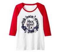 Hex Your Ex: Witchy Breakup Empowerment Moonlit Wreath Raglan Baseball Tee, Women, Red/White, L