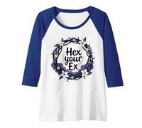 Hex Your Ex: Witchy Breakup Empowerment Moonlit Wreath Raglan Baseball Tee, Women, Royal Blue/White, XL