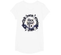 Hex Your Ex: Witchy Breakup Empowerment Moonlit Wreath T-Shirt, Girls, White, XS