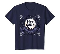 Hex Your Ex: Witchy Breakup Empowerment Moonlit Wreath T-Shirt, Kids, Navy, 10 Years
