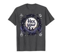 Hex Your Ex: Witchy Breakup Empowerment Moonlit Wreath T-Shirt, Men, Dark Heather Grey, S