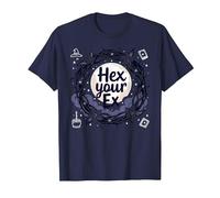 Hex Your Ex: Witchy Breakup Empowerment Moonlit Wreath T-Shirt, Men, Navy, 6XL