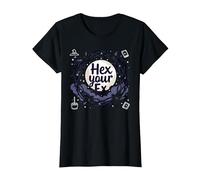Hex Your Ex: Witchy Breakup Empowerment Moonlit Wreath T-Shirt, Women, Black, S