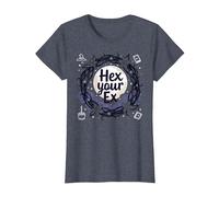 Hex Your Ex: Witchy Breakup Empowerment Moonlit Wreath T-Shirt, Women, Heather Blue, M