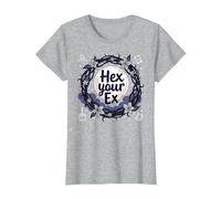 Hex Your Ex: Witchy Breakup Empowerment Moonlit Wreath T-Shirt, Women, Heather Grey, S