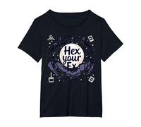Hex Your Ex: Witchy Breakup Empowerment Moonlit Wreath T-Shirt, Women's Plus, Black, 2X