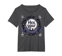 Hex Your Ex: Witchy Breakup Empowerment Moonlit Wreath T-Shirt, Women's Plus, Dark Heather Grey, 5X