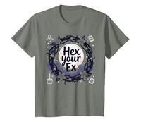 Hex Your Ex: Witchy Breakup Empowerment Moonlit Wreath T-Shirt, Youth, Olive Heather, Large