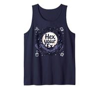 Hex Your Ex: Witchy Breakup Empowerment Moonlit Wreath Tank Top, Men, Navy, XL