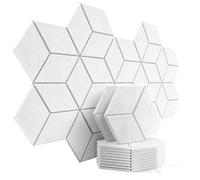 Hexagon Acoustic Panels, 11.8" x 10.2" x 0.35" Custom Color Self-Adhesive Sound Absorbing Wall Tiles, High Density Acoustic Panels for Studio, Piano Room & Home Office,White,24
