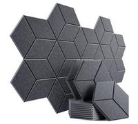 Hexagon Acoustic Panels, 11.8" x 10.2" x 0.35" Custom Color Self-Adhesive Sound Absorbing Wall Tiles, High Density Acoustic Panels for Studio, Piano Room & Home Office,Dark Grey,24