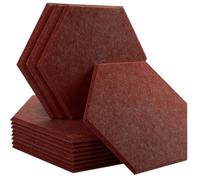 Hexagon Acoustic Panels 12 Pcs Sound Absorbing Panels Wall Absorcion For Home Recording Studio Acoustic Insulator Door Sealing Strip(19-Maroon,Large Hexagon,0.9cm High Density)