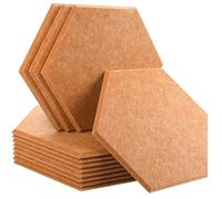 Hexagon Acoustic Panels 12 Pcs Sound Absorbing Panels Wall Absorcion For Home Recording Studio Acoustic Insulator Door Sealing Strip(12-Milk Coffee,Large Hexagon,0.8cm Medium Density)