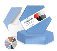Hexagon Acoustic Panels, High Density, Sound Proofing, Decorative Noise Reduction Felt Wall Tiles for Ceilings, Home Office & Gaming Room (Sky Blue), 14x12x0.4 Inch, Mollywell