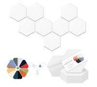 Hexagon Acoustic Panels, High Density, Sound Proofing, Decorative Noise Reduction Felt Wall Tiles for Ceilings, Home Office & Gaming Room (White), 12x10x0.4 Inch, Mollywell