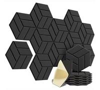 Hexagon Acoustic Panels Self-adhesive Felt Soundproof Solid Wall Stickers To Sound Absorb Noise Background Decor(Black,4 PCS)