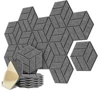 Hexagon Acoustic Panels Self-adhesive Felt Soundproof Solid Wall Stickers To Sound Absorb Noise Background Decor(Dark gray,4 PCS)