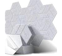 Hexagon Acoustic Panels Self-adhesive Felt Soundproof Solid Wall Stickers To Sound Absorb Noise Background Decor(Light gray,4 PCS)